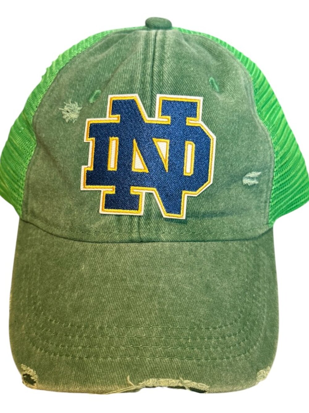 Notre Dame Fighting Irish Custom Distressed Green Adjustable Hat